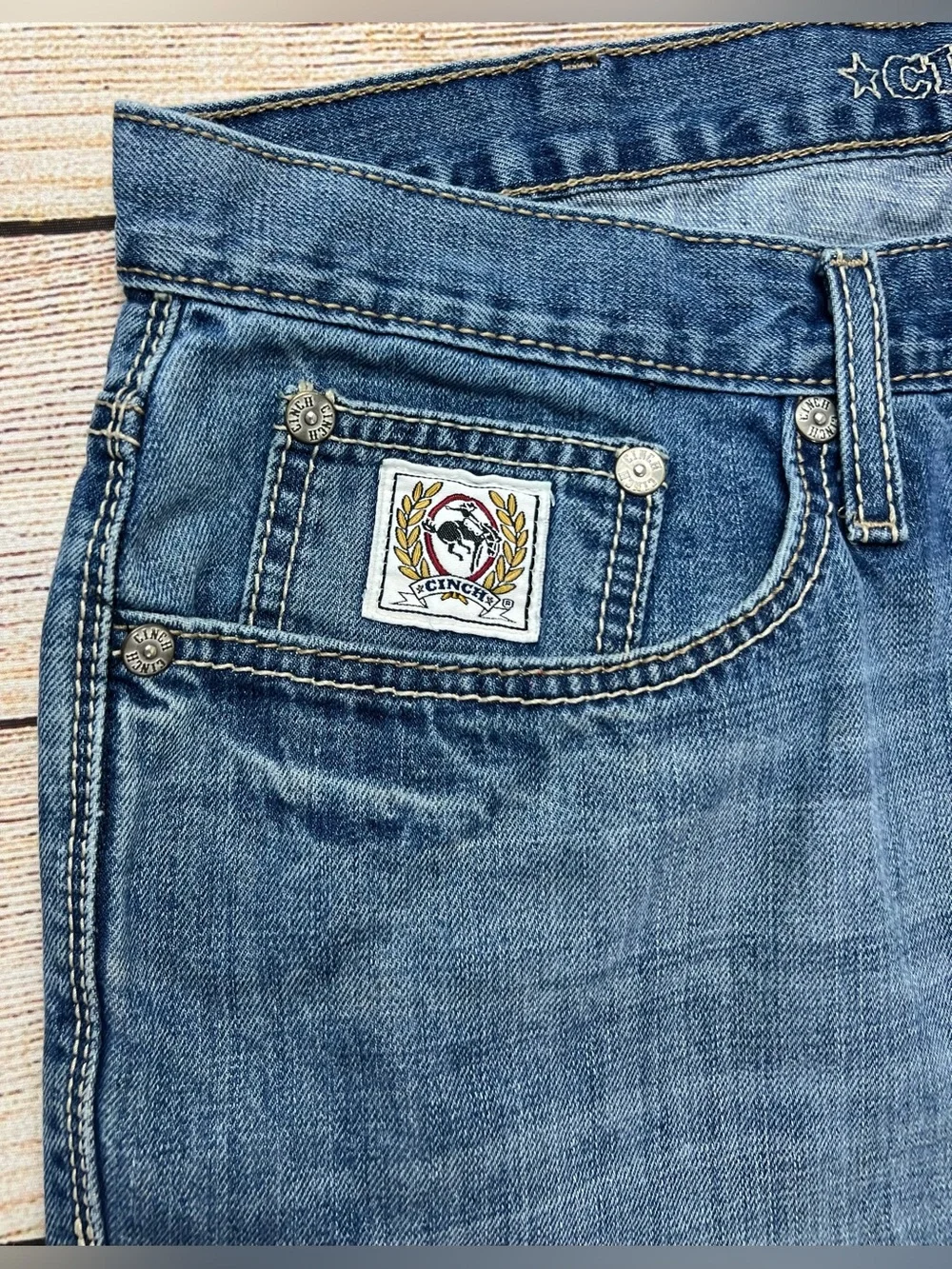 Mens Cinch White Label Western Denim Blue Jeans Relaxed Fit Size 33x34